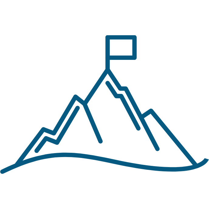 Symbol with mountain with flag on top, to show the idea of our mission.
